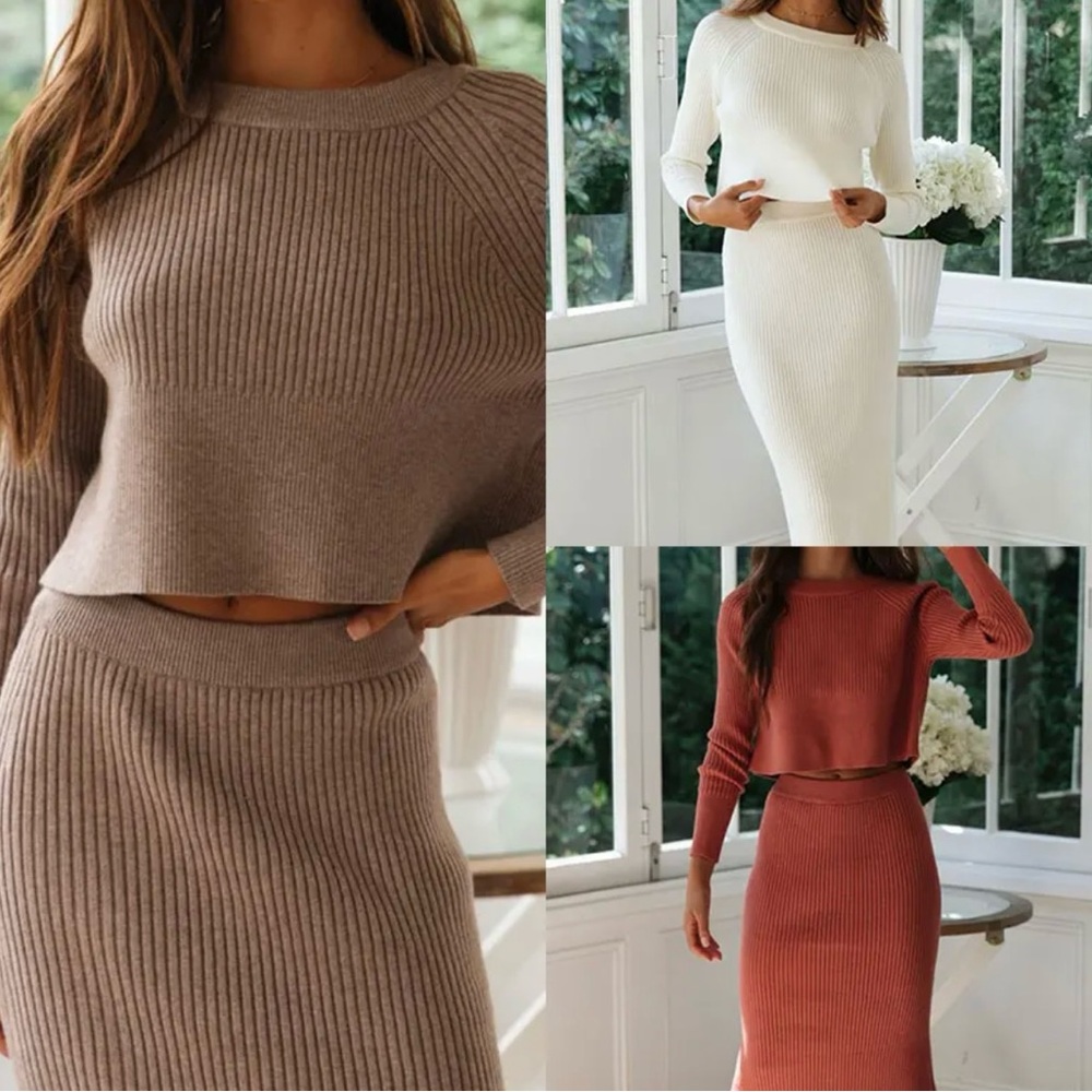 Free People knit 2 piece skirt set
